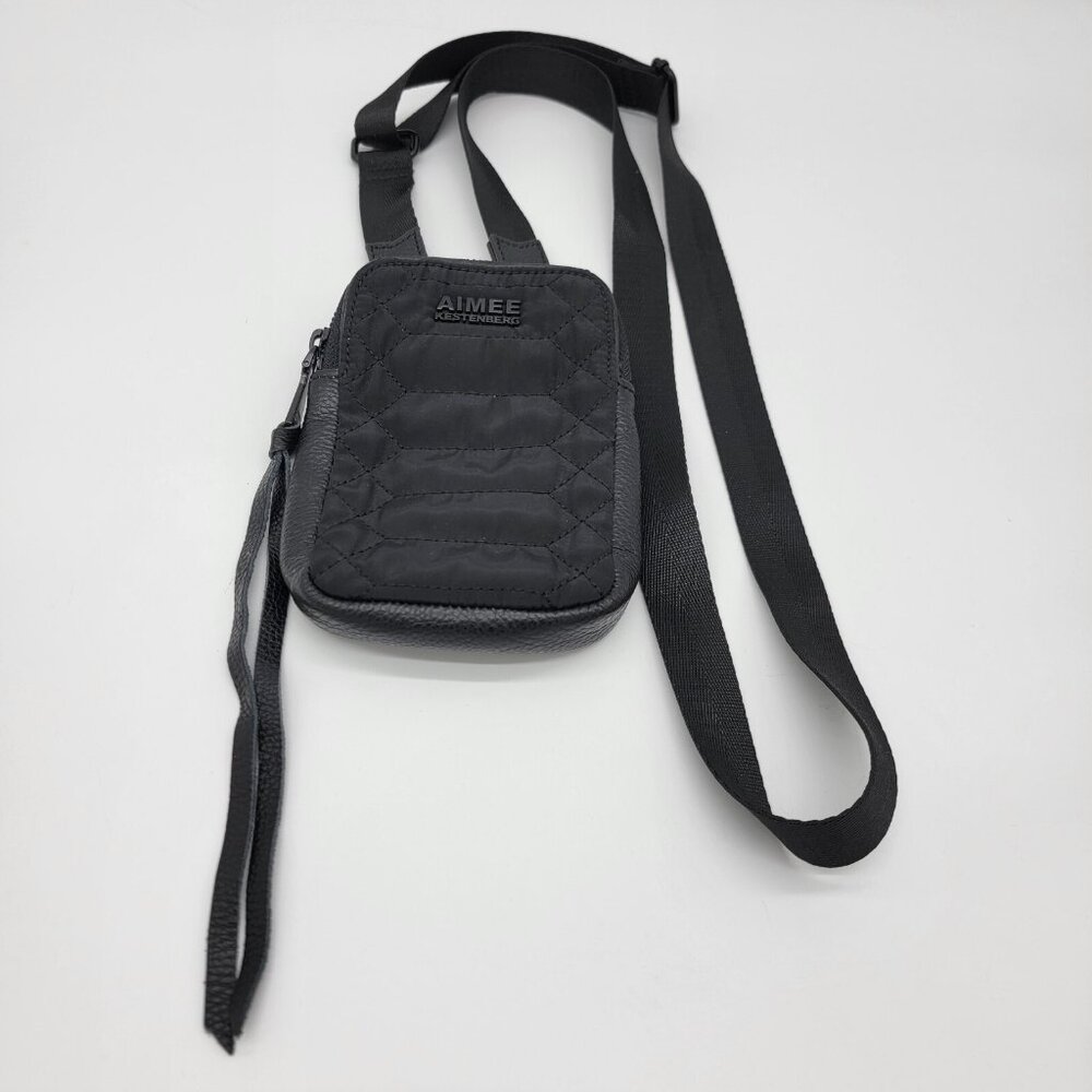 AIMEE KESTENBERG Bag Crossbody Black Leather Nylon Bag Purse Secure Cell Phone